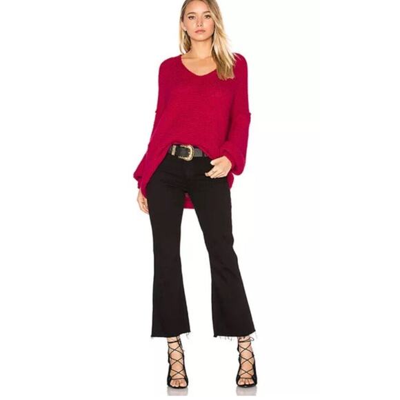 Free People All Mine Sweater Raspberry Size XS Pink V Neck Alpaca Wool - Picture 3 of 9